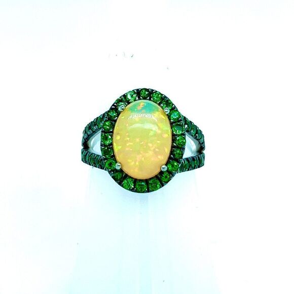 Natural Opal Tsavorite Ring Size 7 14k Gold 5.66 TCW Certified $5,950 300686 - Picture 4 of 17